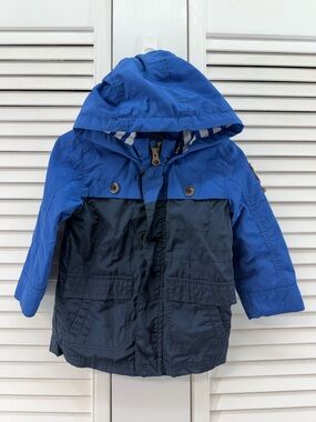 Catimini size 18M Blue & Navy Two-Tone Hooded Raincoat